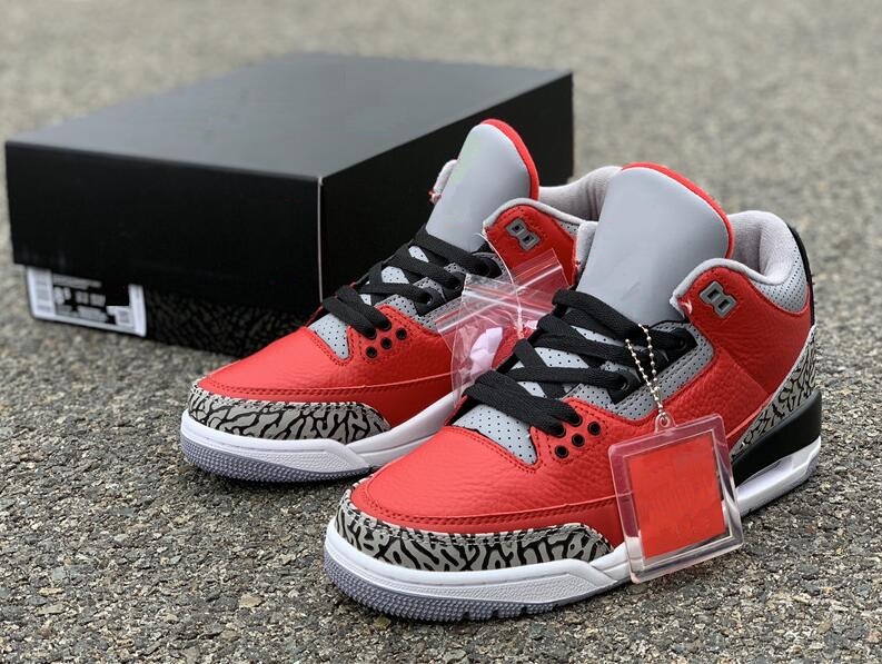 

3 se red cement 3s ck5692600 quality with box men size basketball shoes free, Color-red black
