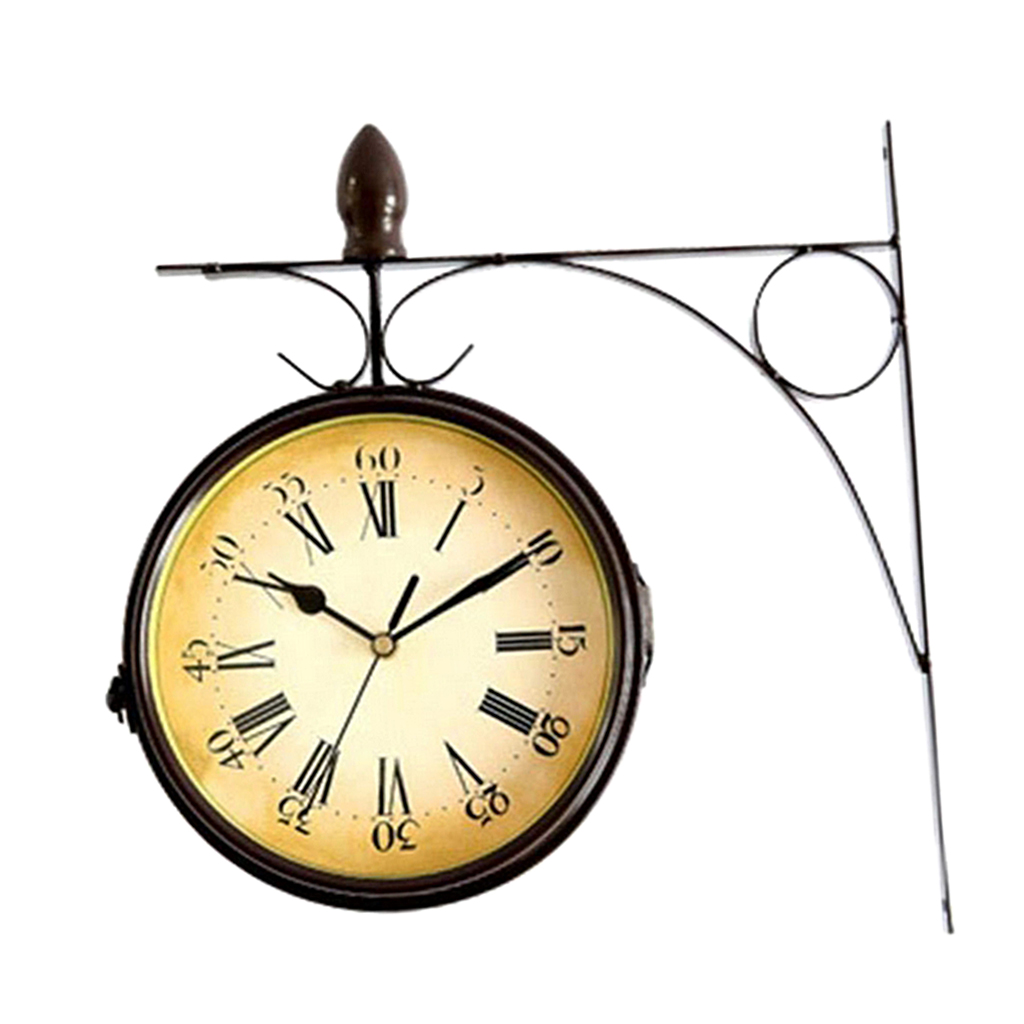 

nostalgia wall clock station clock double-sided, roman numerals, 33x32 cm