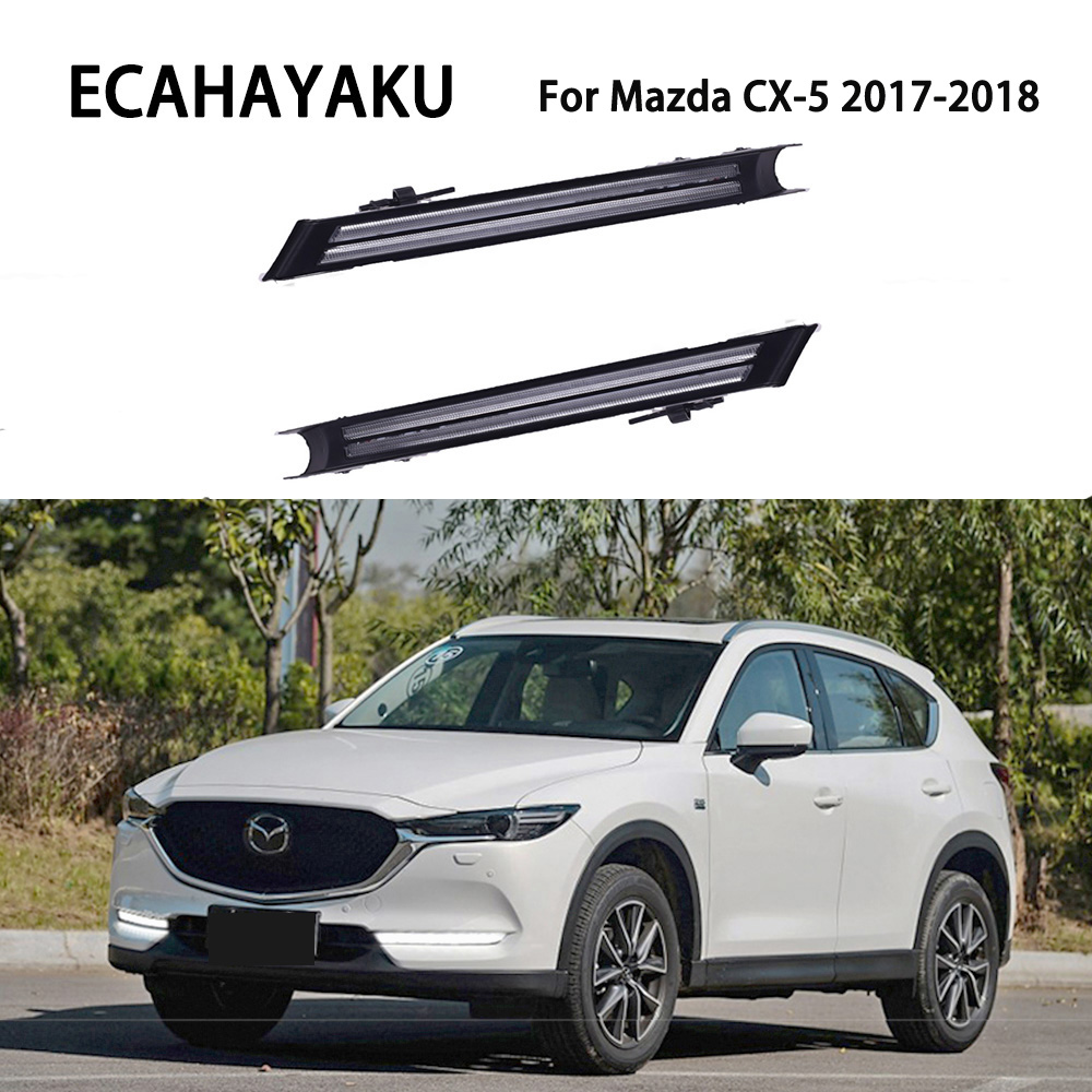 

ECAHAYAKU For Mazda CX-5 CX5 2017 2018 LED Daytime Running Light DRL Dynamic Turn Signal lamp fog lamp Waterproof 12V Decoration, Black
