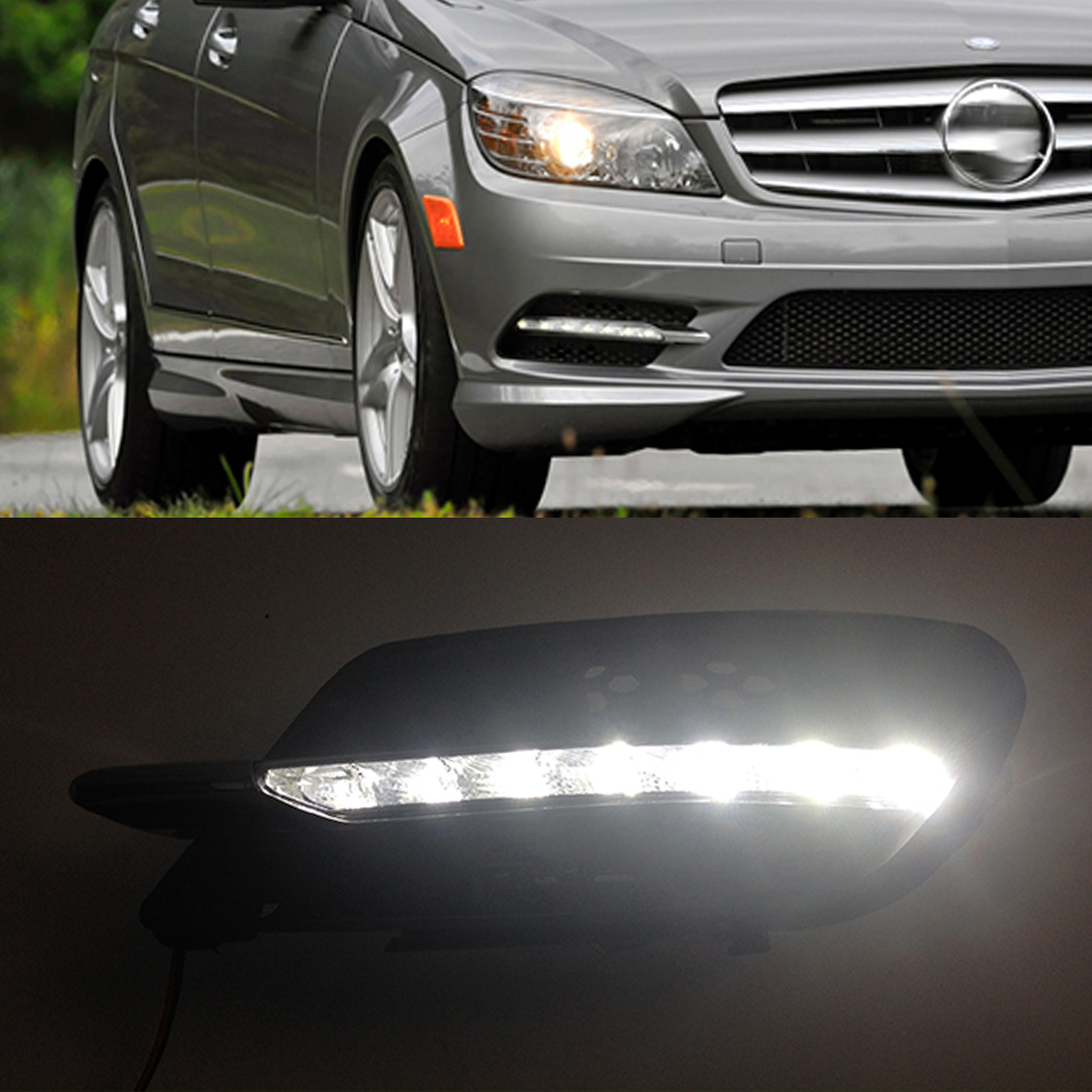 

1 Pair Car LED DRL Daytime Running Lights Driving Lamp Fog light For Mercedes Benz W204 C-Class C300 AMG Sport 2007 2008 2009 2010 2011