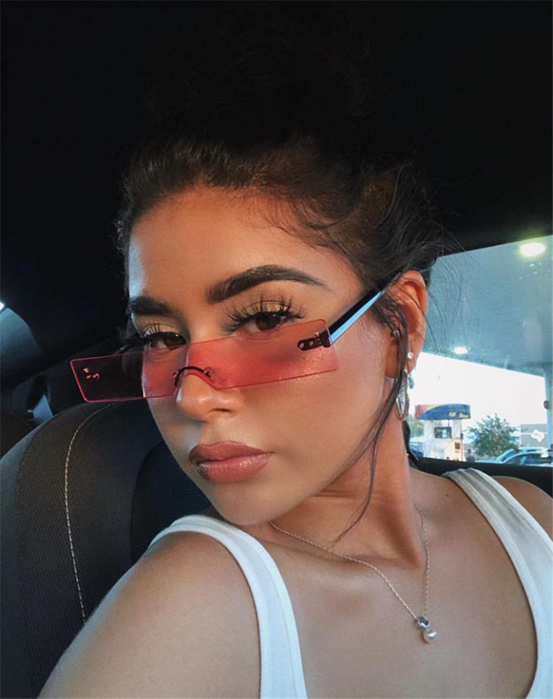 

Men Women Sunglasses 2020 Fashion one piece square small frame sunglasses frameless Sunglasses one piece UV400 goggles 0305