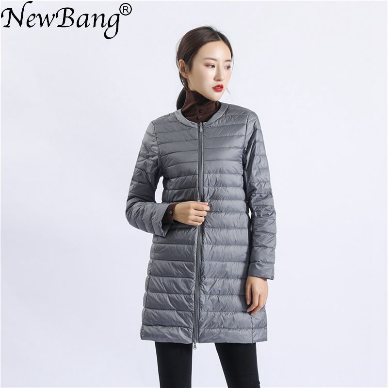 

NewBang Long Down jacket female Duck Down Jacket Women Lightweight Warm Linner Slim Portable ladies Ultra Light, Black