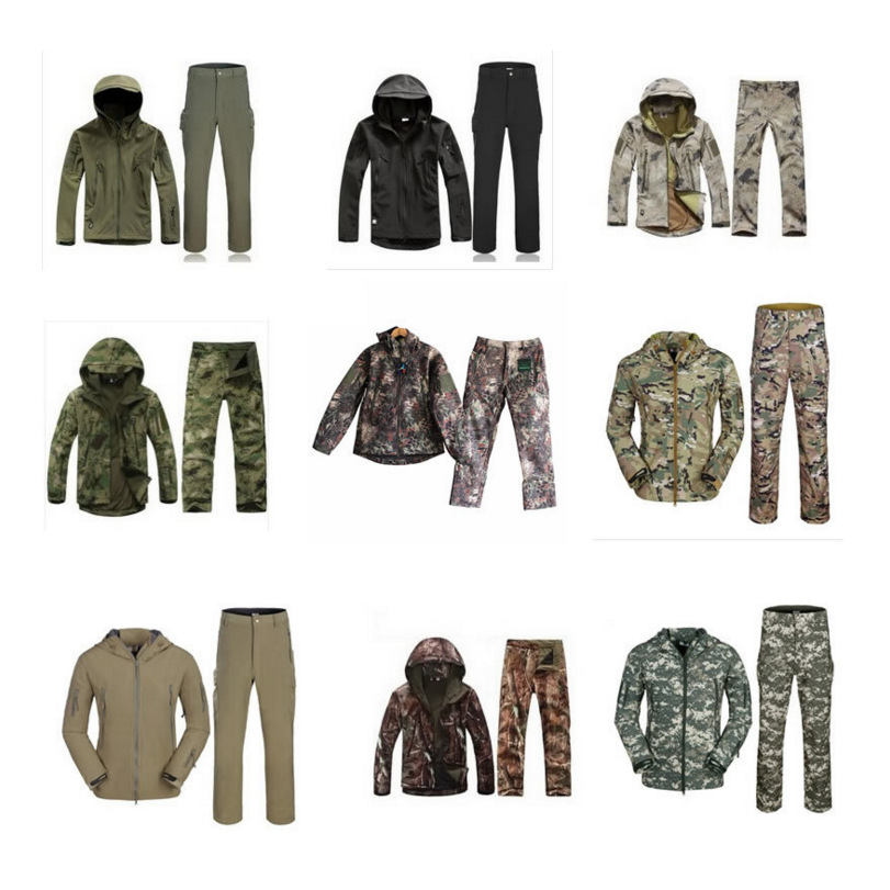 

Mens Camouflage Jackets Soft Shell Coat Autumn Winter Hoodies Casual Jacket Brand Clothing Mens Windbreaker Coats Pant Sets GGA3038, 17styles;please choose