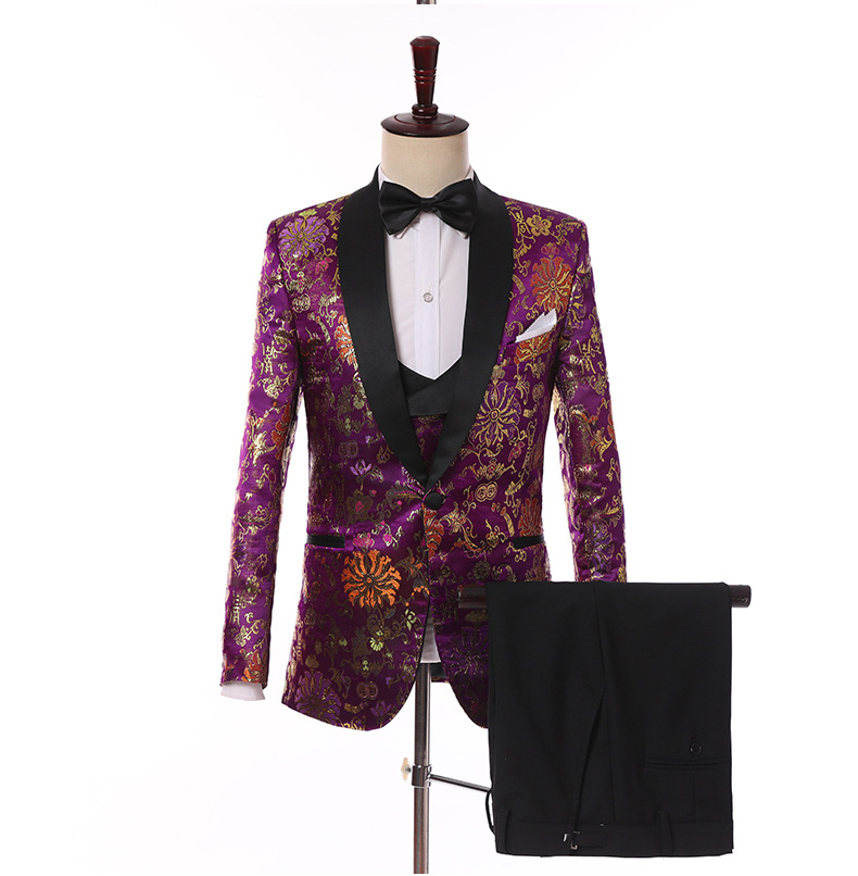 

Groom Tuxedos Groomsmen Shawl Lapel Custom Made Pattern Men Suits Wedding/Prom/Dinner Best Man Blazer ( Jacket+Pants+Vest+Tie ) M1431, Same as image