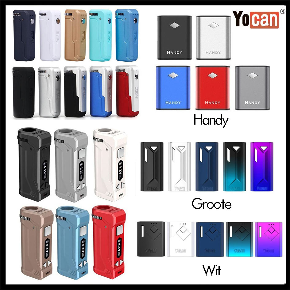 

Authentic Yocan Uni PRO Digital Yocantech Wit Groote Handy Rega Box Mod Battery 350mAh 500mAh 650mAh Uni Vape Battery 100% Original