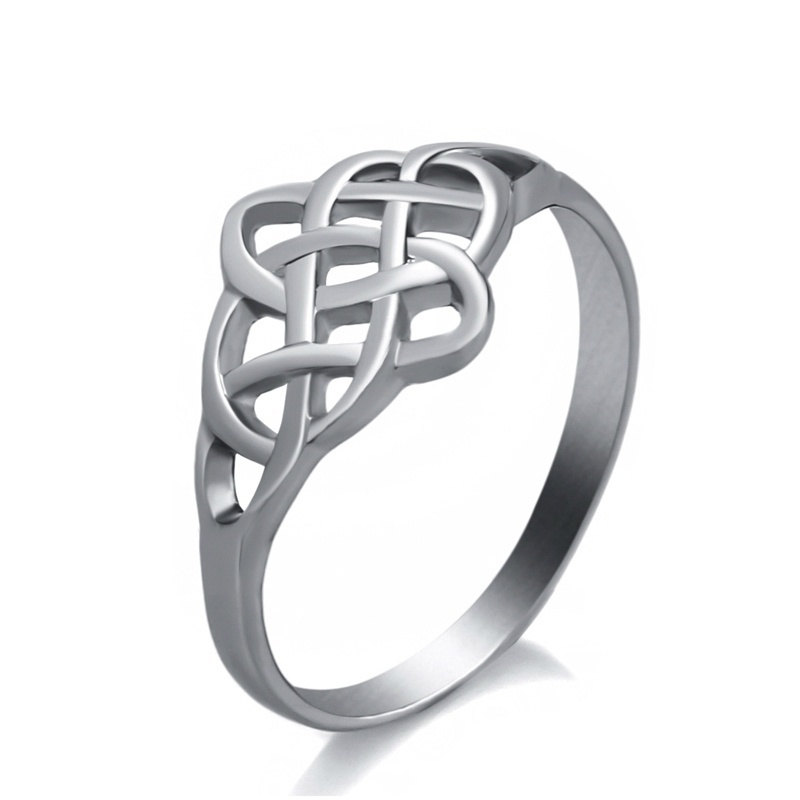 

Classic Vintage Women Ring Celtic Carter Knot Stainless Steel Ring Anniversary and Gift of lover Silver Ring US Size 5-12
