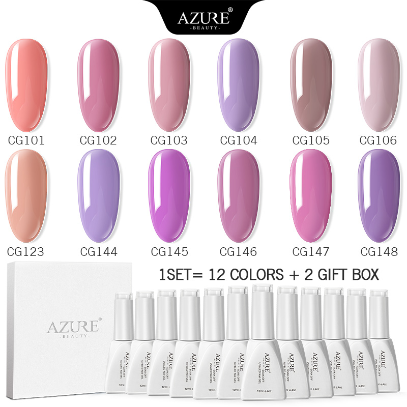 

Beauty 6Pcs/Lot Nail Gel Set Soak Off Base Top Nail Lacquer Semi Permanent Glitter Color Gel Packed With Box Kits, 10