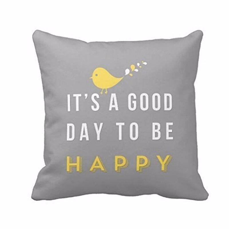 

Yellow Bird Cushion Cover Nordic Style Decorative Pillow Case Home Deco Sofa Pillow Cover Pillowcase 45*45 Polyester Dakimakura, Gray