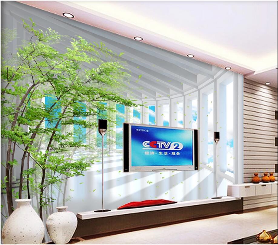 

3d room wallpaer custom mural 3D three-dimensional space blue sky forest wallpaper background home decoration mural wallpaper for walls 3 d, Non-woven