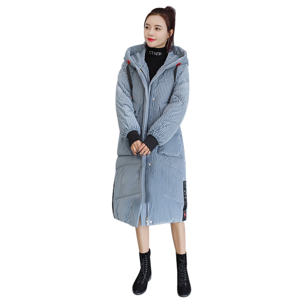 

Winter Jacket Women Hooded Long Overcoat Thick Warm Loose Windproof Female Jacket Down Cotton Casual Coats Parka Tops 2019, Blue