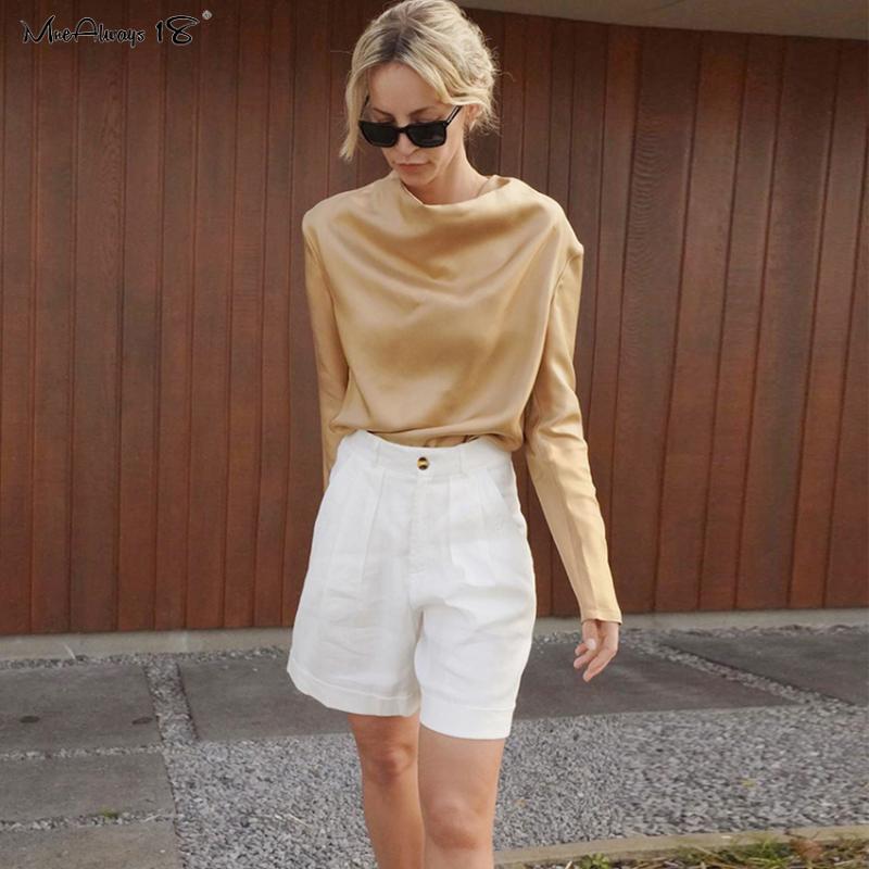 

Mnealways18 Streetwear Solid White Shorts Casual Short Pants Women Summer Trouser Shorts High Waist Cotton Pockets 2020