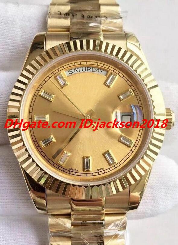 

new version luxury watch mens 40mm 228238 yellow gold champagne diamond dial 2020 unworn automatic fashion men's watches wristwatch, Slivery;brown