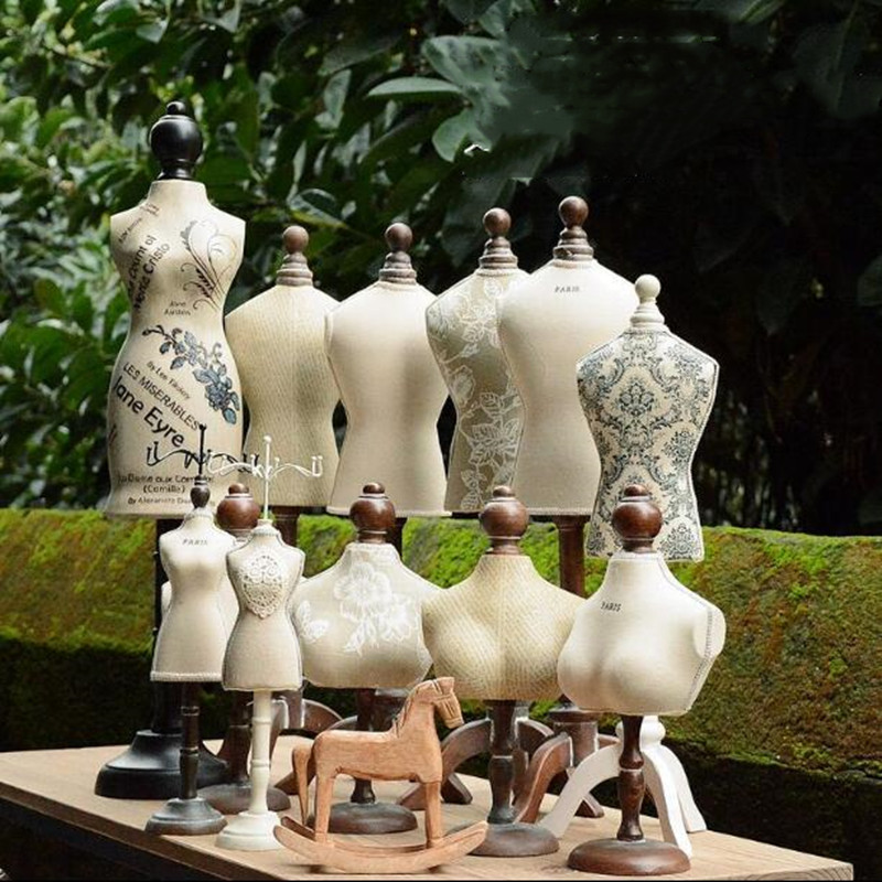 4style Blue Jewelry Female Body Mannequin Head Display Celadon Flower Earring Necklace Weeding Cloth Holder Wood Base Storage Rack D213-image-542543133