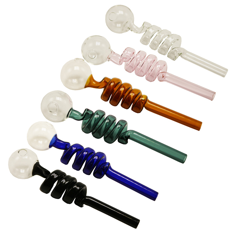 

Love_e_cig CSYC Y033 Multi-colors Glass Pipes Curved Oil Burners About 14cm length 30mm Diameter Good Airflow Smoking Pipe