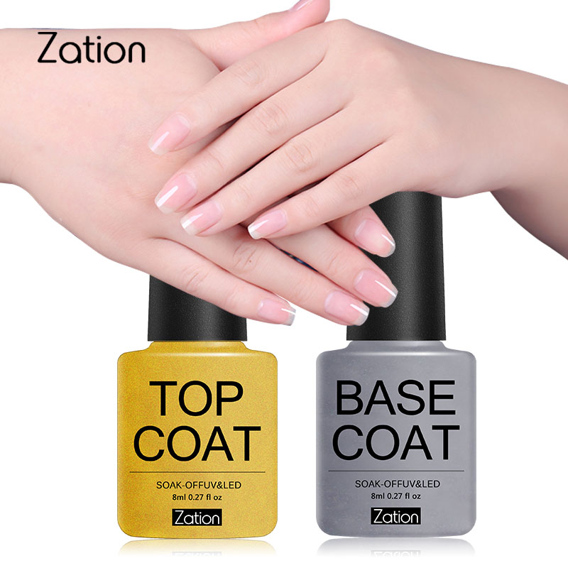 

Zation Top Base Coat Nail Gel Top Coat Varnish Base Gel Polish Lacquer Manicure Nail Enamel UV Polish, Red;pink