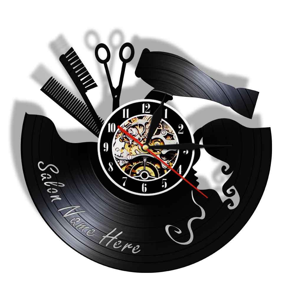 Comb Scissors Hair Dryer Beauty Salon Wall Clock Hairdresser Vinyl
