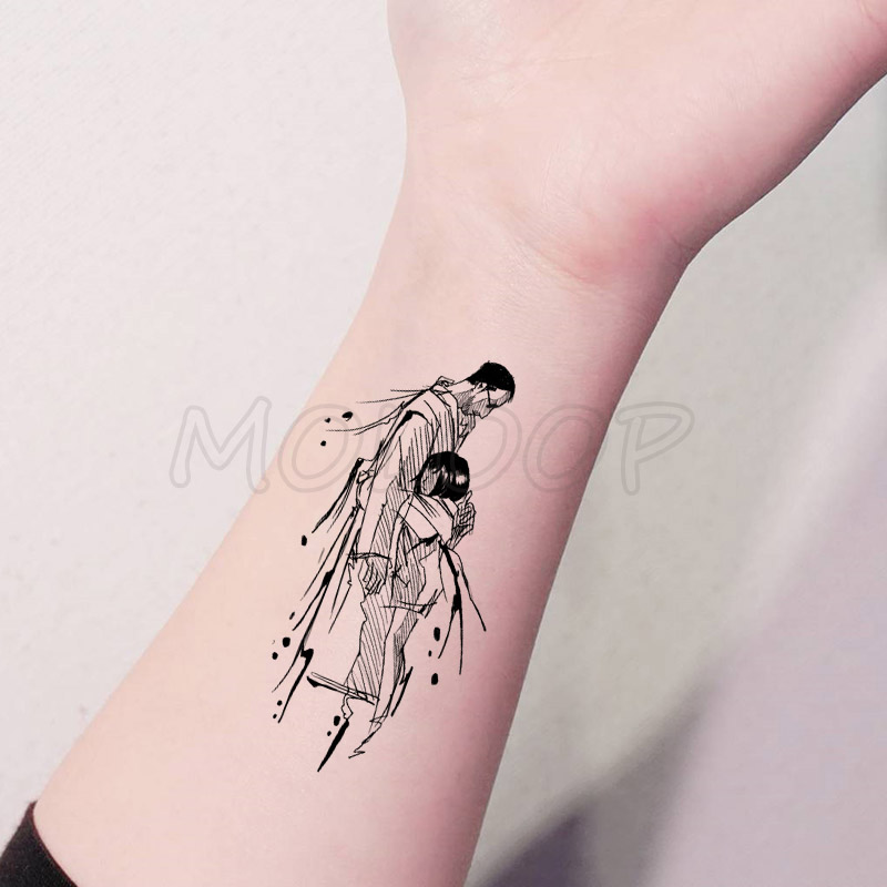 

Waterproof Temporary Tattoo Stickers Father and Daughter Embrace Small Size Tatto Flash Tatoo Fake Tattoos for Man Girl Women