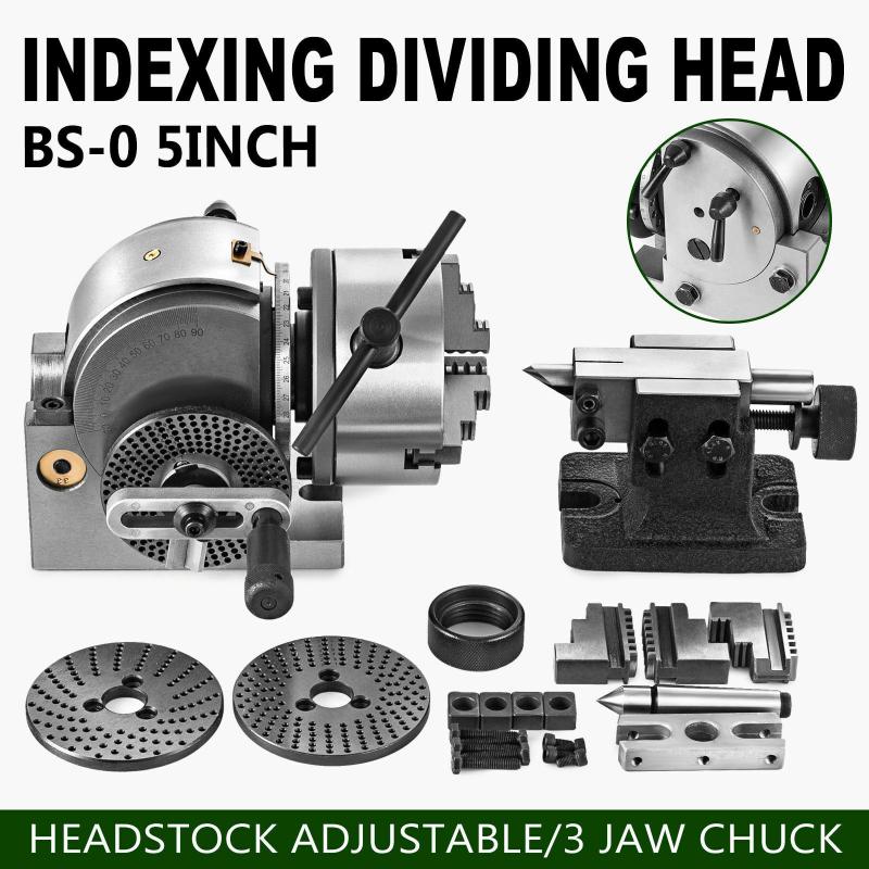 

Precision Dividing Head With 5" 3-jaw Chuck & Tailstock For CNC Milling