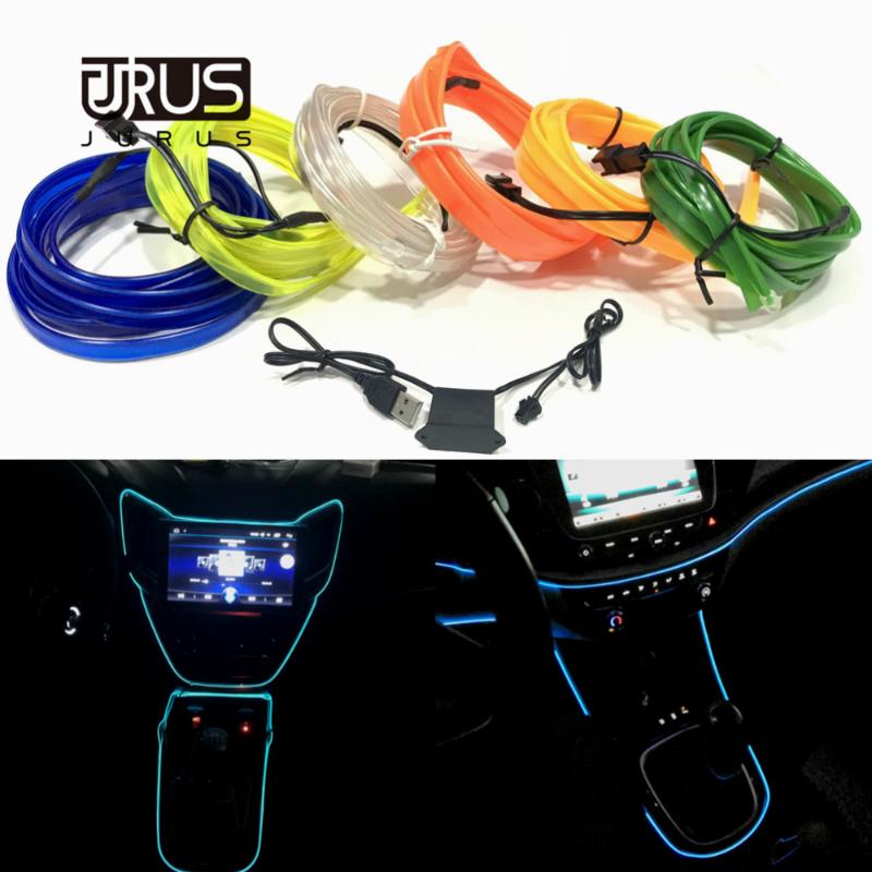 

JURUS 2Meters DIY Car LED Interior Lights Neon Flexible Led Strip Light Decoration Garland Wire Rope Tube Line 5V USB Driver