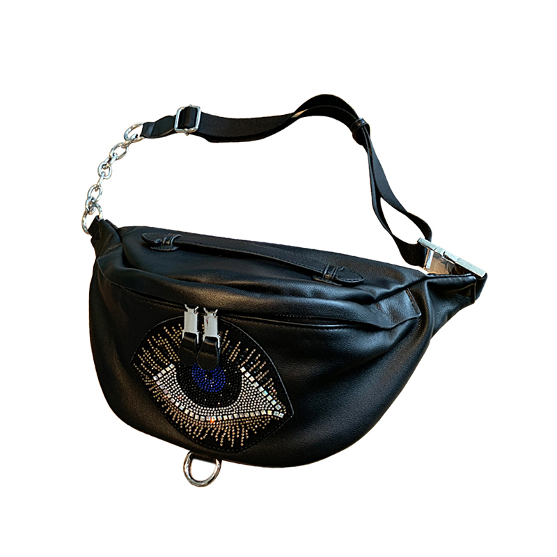 

Oxford Cloth Ladies Chest Bag 2020 Fashion Hot Rhinestone Leisure Trend Single Shoulder Messenger Large Capacity Dumpling Bags, Sky blue