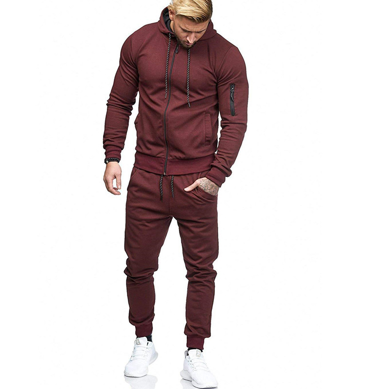 

Men's COTTON Arm zipper hoodie+pants Sets 2 pieces Autumn Running tracksuit men Sweatshirt Sports Set Gym Clothes men hoodie Sui, Navy