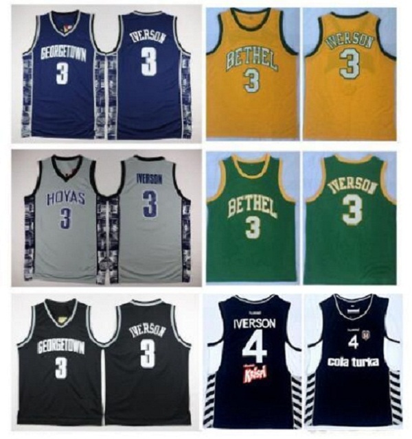 

NCAA Georgetown Hoyas Allen Iverson College Jersey 4 Allen Iverson Besiktas Cola Turka of Turkey Turkish Bethel Irish High School Basketball, Colour 4