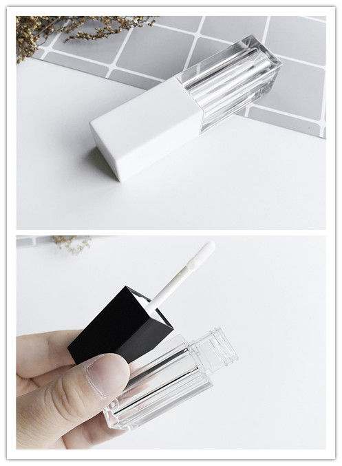 

1PCS Lip Gloss Empty Tube DIY Lipstick Bottle Lip Tube Container With Cap Clear Black White Cosmetic Sample Container