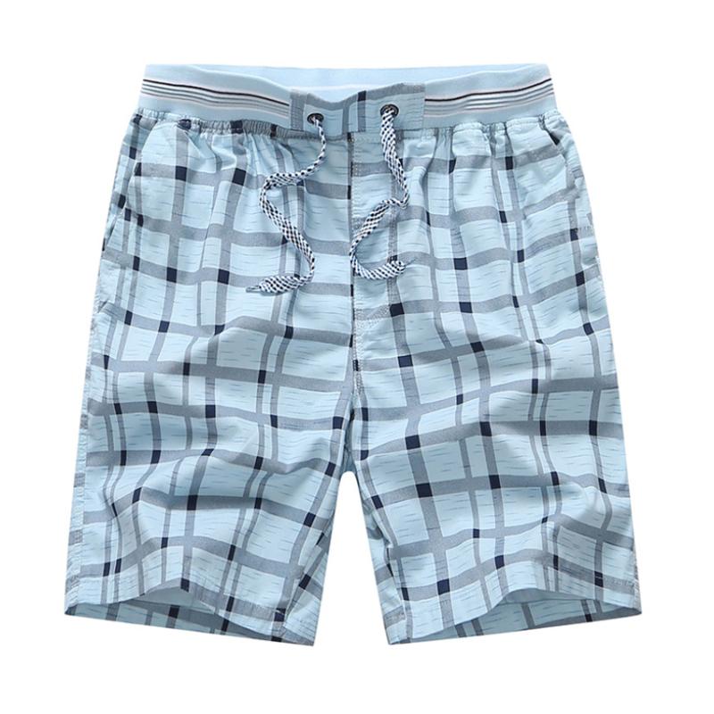 

Men's Plaid Cotton Shorts 2020 Summer Pocket Male Vogue Elastic Waist Plaid Shorts Classic Design Cotton Beach Short Pants, White