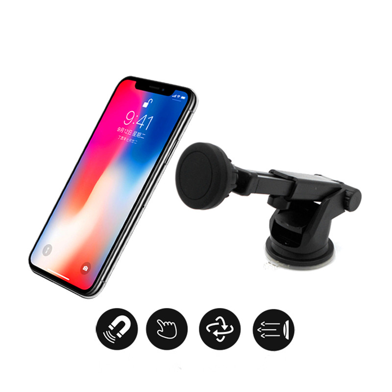 

Phone Holder Car Mount Magnetic Bracket Windshield Dashboard Cell Phone Holder 360 Degree Rotation Adjustable Stands With Strong Suction Cup, Black