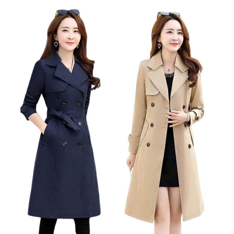 

2020 Autumn New Women's Casual Trench Coat With Belt Oversize Double Breasted Vintage Long Windbreaker Female Outwear Loose P348, Khaki