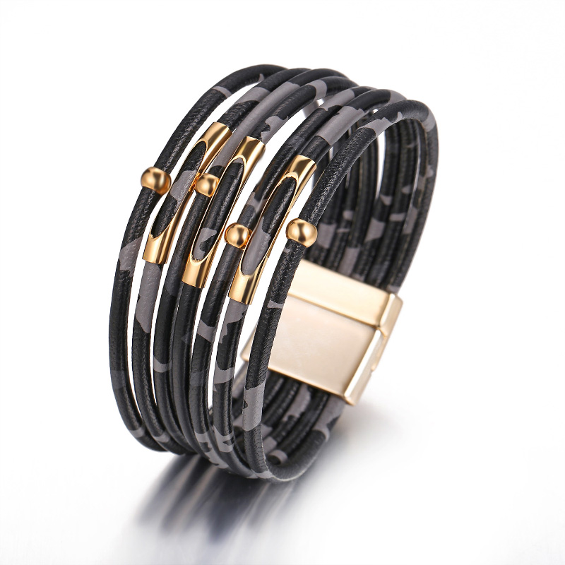 

OF-LILU New Leather Bracelets For Women Gold Color Magnet Buckle Multiple Layers Charm Bracelet & Bangle Party Fashion Jewelry