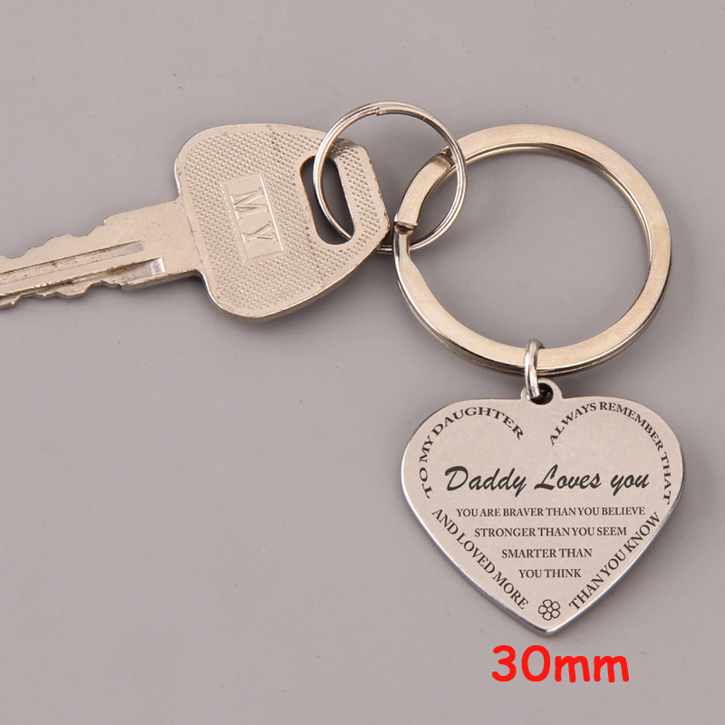 

Engraved To My Daughter And Loved More Than You Know Keychain From Father's Gift Fashion Heart Jewelry Charm Tag