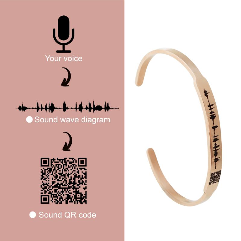 

Voice Sound Memo bangle gift Custom Secret Message Sound Wave Personalized Soundwave creative bangles