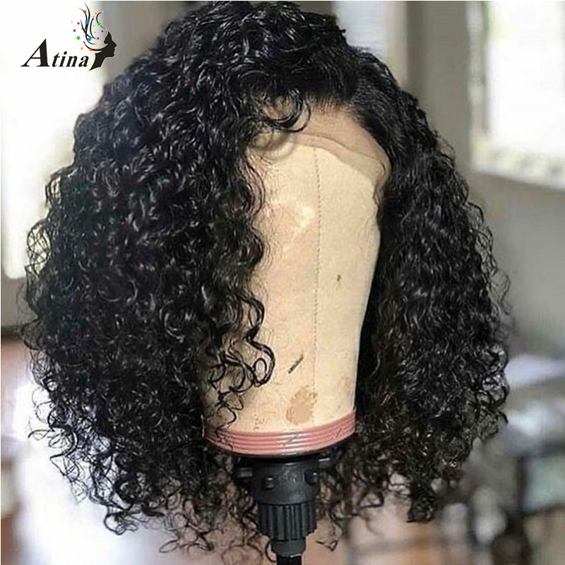 

13x6 Lace Front Human Hair Wigs Pixie Cut Short Bob Curly PrePlucked With Baby Hair For Black Women 150 Density Atina, Natural color
