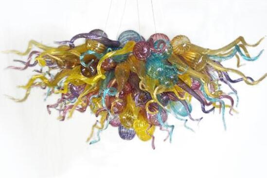 

On Sale Hand Blown Glass Chandelier Lighting Colorful Modern Art Glass Pendant Lighting 28"x20" Turkish Style Art Decor Modern Home Lamps