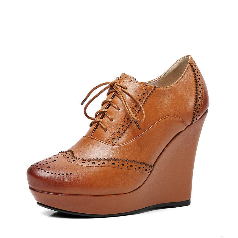 

Autumn Extreme High Heels Shoes Women Wedges Shoes Heels Women Platform Shoes Genuine Leather Women Pumps 11 CM, Black