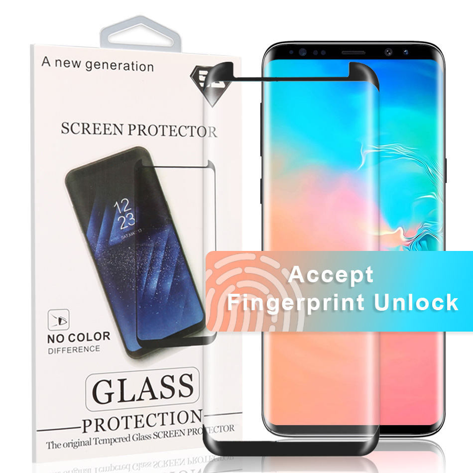 

5D Screen Protector for Samsung S20 Plus Case Friendly Curved Glass Support for Fingerprint Unlock for S10 Note 10 S9 S8 PLUS with Box