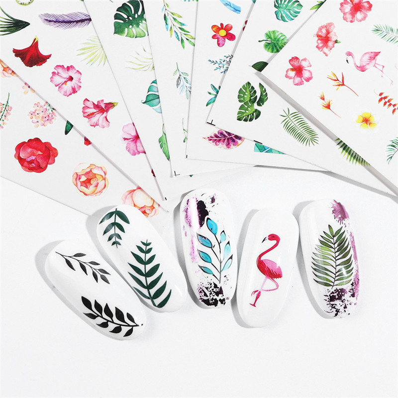 

Flower Series Nail Water Decal Nail Sticker Floral Sakura Rose Leaf Transfer Slider Foil Nail Decoration, Multi