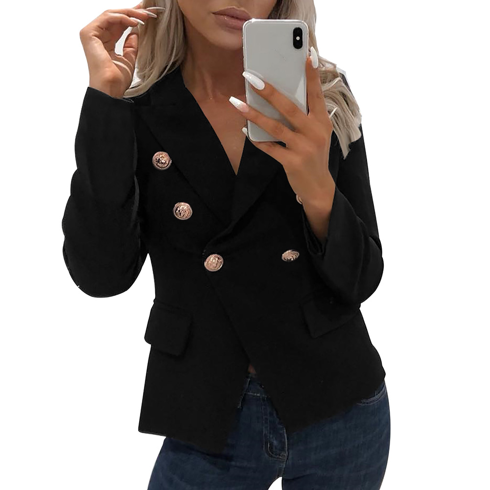 

2019 New Women Coats Long Sleeve Blazer Open Front Short Solid Color Office Lady Cardigan Suit Jacket Office Coats Autumn Winter, White