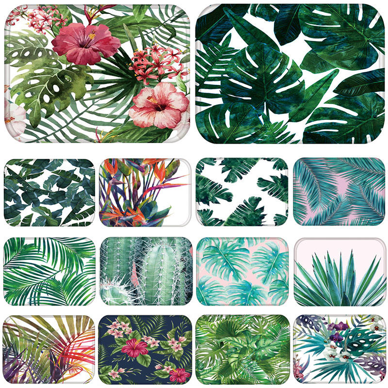 

1pcs 40*60cm Tropical Cactus Monstera pattern Anti-Slip Suede Carpet Door mats doormat indoor Kitchen room Floor Mat Rug 48172