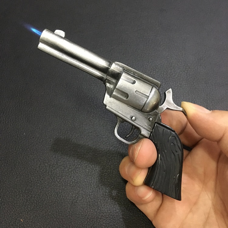 

New Arrival Genuine Metal 1851 Pistol Gun Lighter Model Inflatable Windproof Lighter Trumpet Simulation Model Gun Torch
