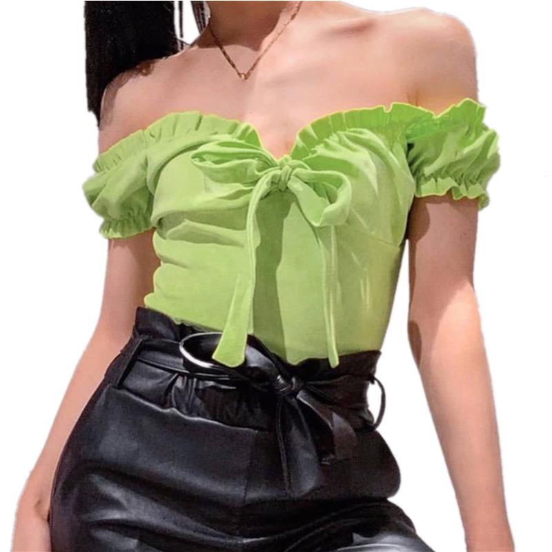 

Womens Summer Sexy Puff Sleeve Shirt Short Sleeve Hollow Out White black blouse Lady Elegant Tops
