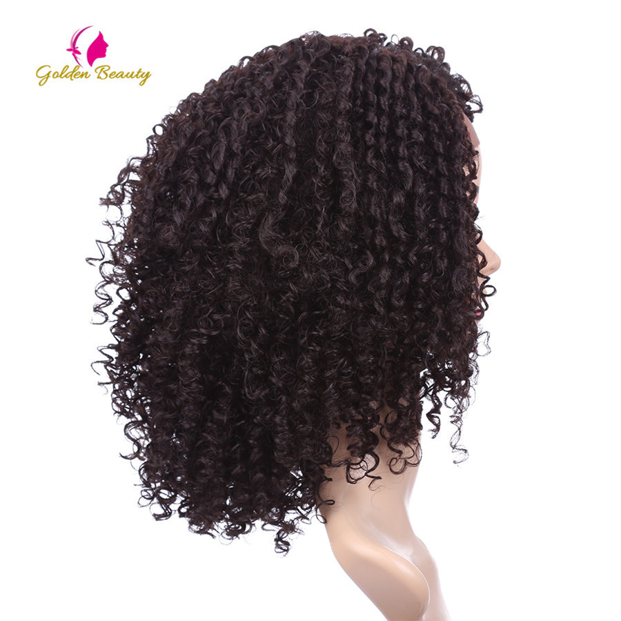 2020 Golden Beauty 14inch Kinky Curly Synthetic Lace Front Wig