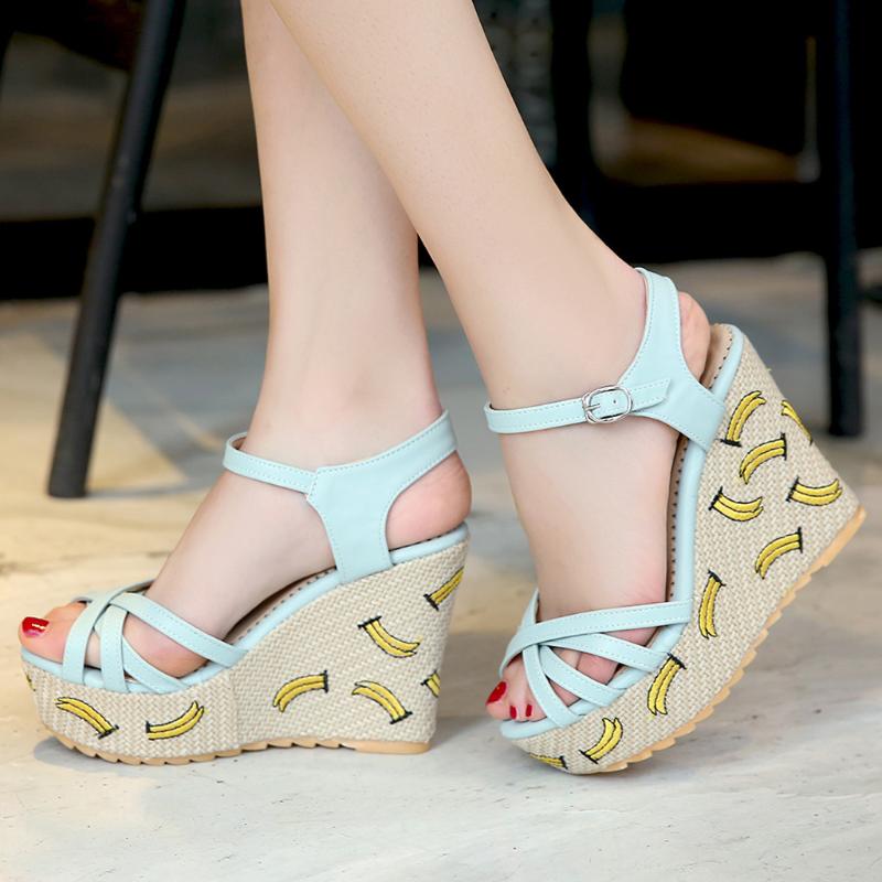 

Summer Platform Sandals 2020 Fashion Women Sandal Wedges Shoes Casual Woman Peep Toe Black Platform Sandals Causal Shoes, Wh