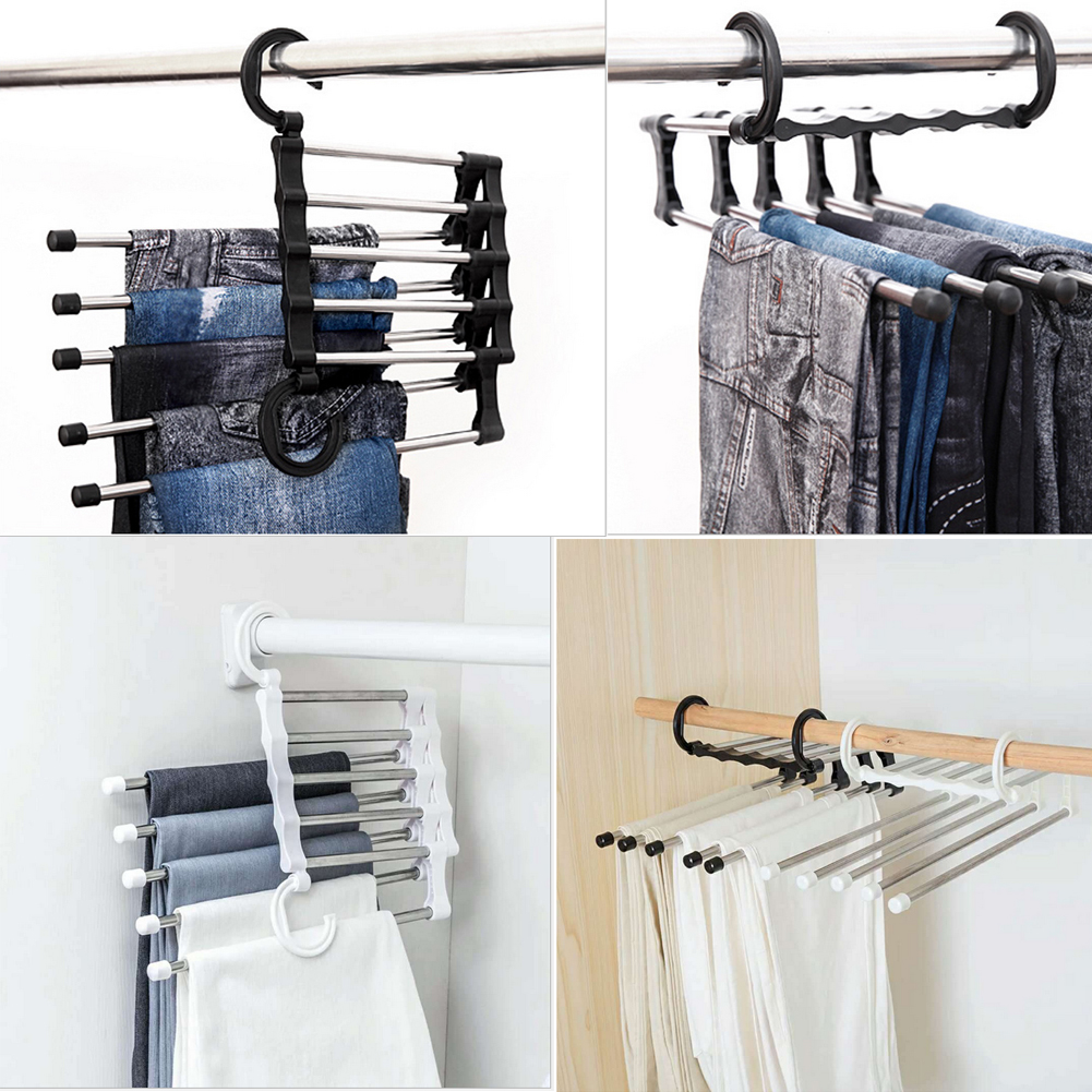 

Multi-functional Pants rack shelves 5 in1 Stainless Steel Wardrobe Magic Hanger
