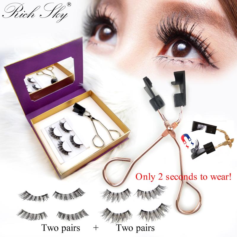 

Rich Sky New Style Lashes 8d Quantum Magnetic EyelashSuit Four Pairs of Eyelashes and Quantum Eyelash Clamp