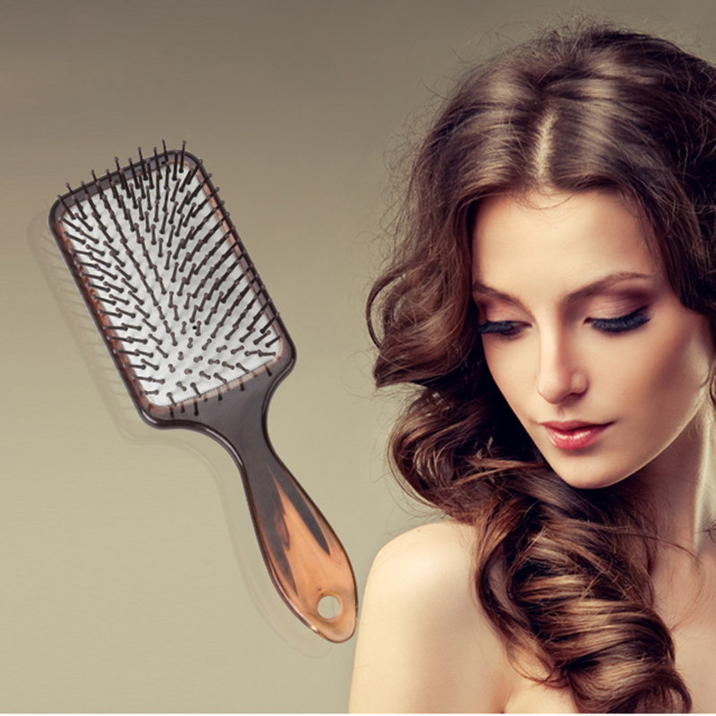 

Rakado 1PC Hair Brush Women Care Combs Spa Massage Nylon Paddle Pointed Handle Teeth Dry Hair Brushes Anti Static Cushion Towel, Silver