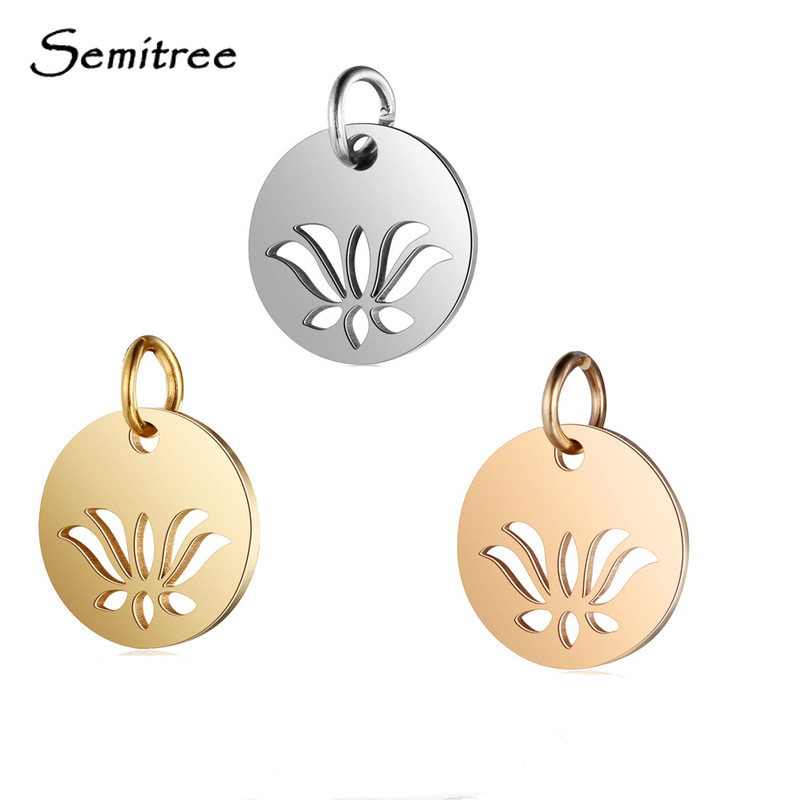 

Semitree 5pcs Stainless Steel Lotus Charms Pendant DIY Charm Necklace Bracelet Jewelry Making Accessories Handcrafted Supplies