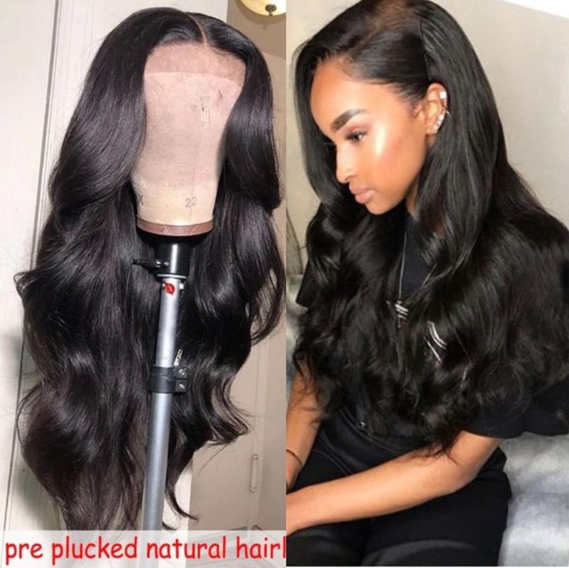 

Body Wave Wigs 360 Lace Frontal Wigs Pre Plucked Lace With Baby Hair 250 Density Front Bleached Knots Long Wig, As pic