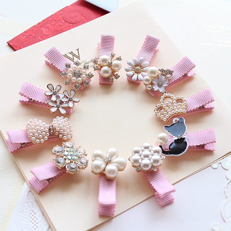 

1PCS Children Hair Clips Crown Pearls Baby Hairpins Hair Accessories Pearl Bows Girls Headwear Kids Headdress Princess Hairpins
